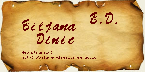 Biljana Dinić vizit kartica